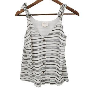 Womens Button Up Crop Tank Top Size S Black White‎ Striped Everly NWOT